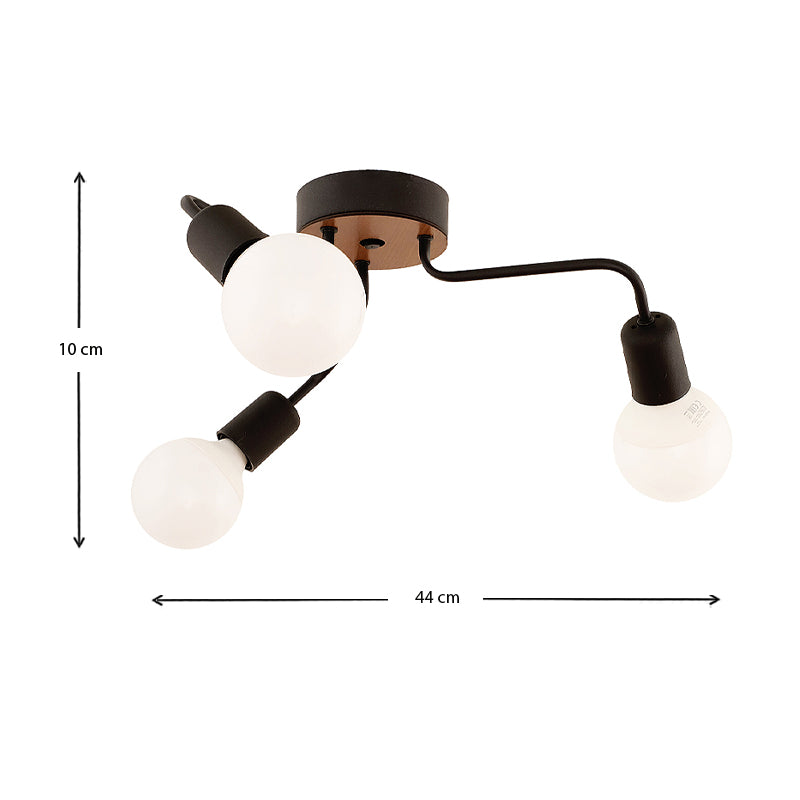 Φωτιστικό οροφής Salvi Megapap E27 μεταλλικό τρίφωτο χρώμα μαύρο 44x44x10εκ. - Hippiehome.gr