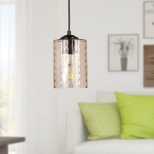 Φωτιστικό οροφής Alberto Megapap E27 γυάλινο μονόφωτο χρώμα μαύρο 10x10x60εκ. - Hippiehome.gr