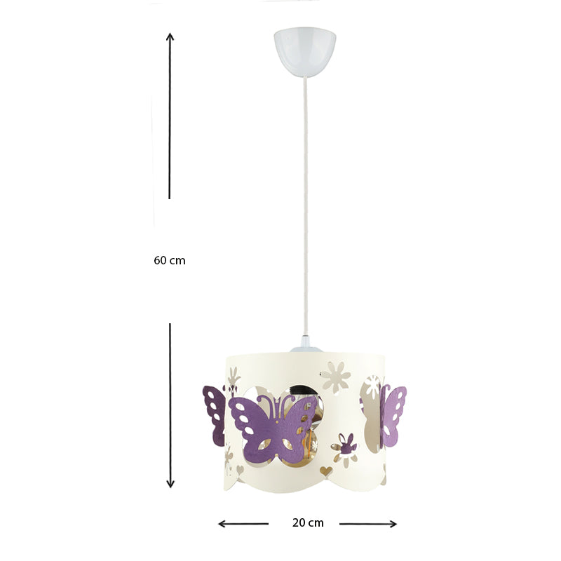 Φωτιστικό οροφής Papilia Megapap E27 υφασμάτινο μονόφωτο χρώμα λευκό - λιλά 20x20x60εκ. - Hippiehome.gr