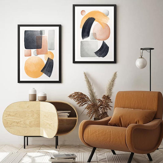 Πίνακας "Shapes" Megapap 2 τμχ. σε πλαίσιο 35x45x2εκ. - Hippiehome.gr