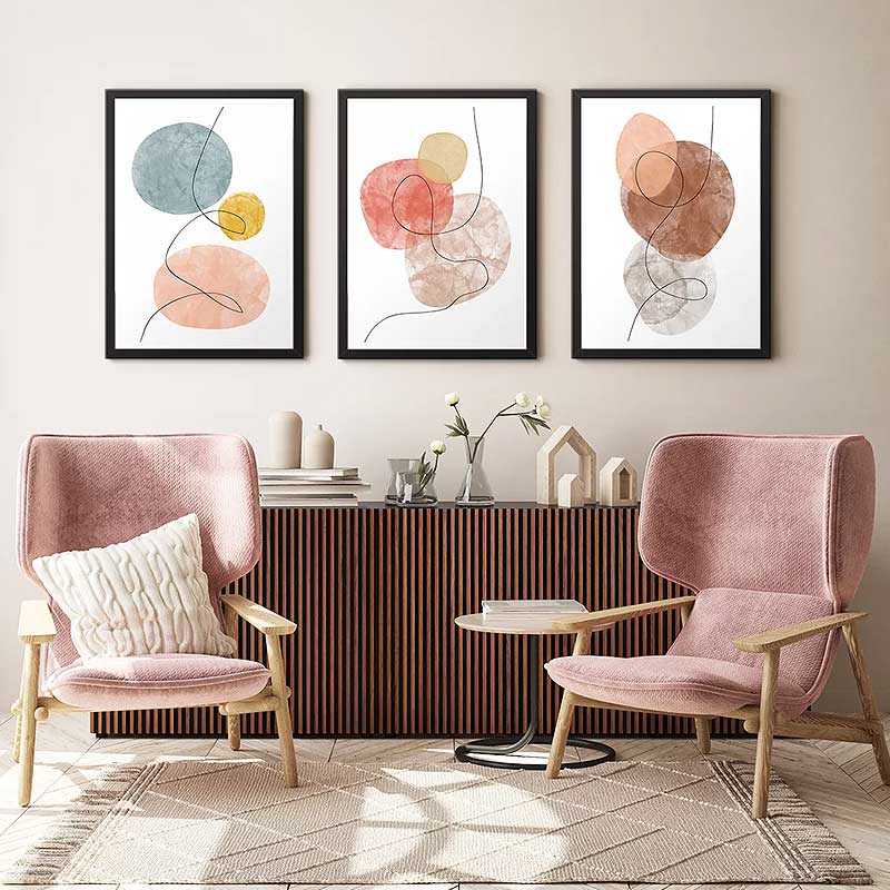 Πίνακας "Circles" Megapap 3 τμχ. σε πλαίσιο 35x45x2εκ. - Hippiehome.gr