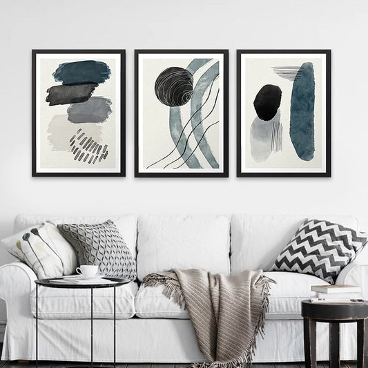 Πίνακας "Blue Dreams" Megapap 3 τμχ. σε πλαίσιο 35x45x2εκ. - Hippiehome.gr