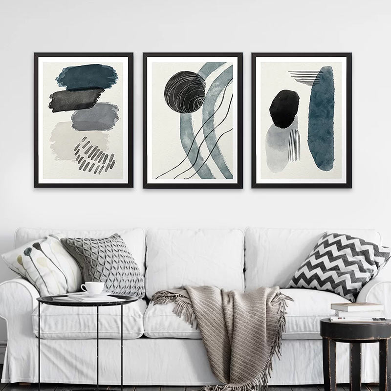 Πίνακας "Blue Dreams" Megapap 3 τμχ. σε πλαίσιο 35x45x2εκ. - Hippiehome.gr