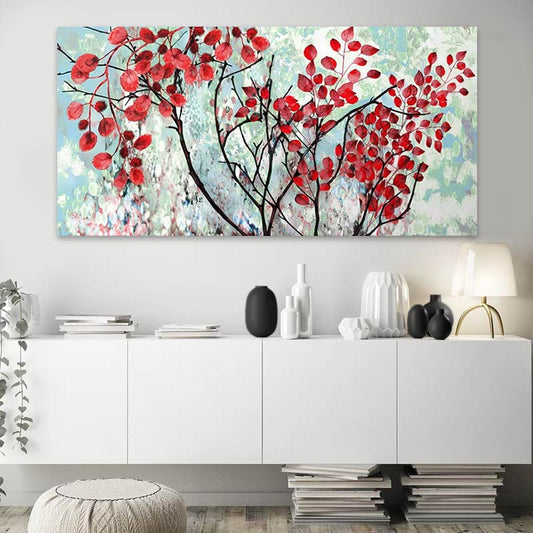 Πίνακας σε καμβά "Red Leaves" Megapap ψηφιακής εκτύπωσης 140x70x3εκ. - Hippiehome.gr