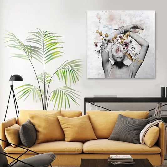 Πίνακας σε καμβά "Hidden Face" Megapap ψηφιακής εκτύπωσης 60x60x3 εκ. - Hippiehome.gr