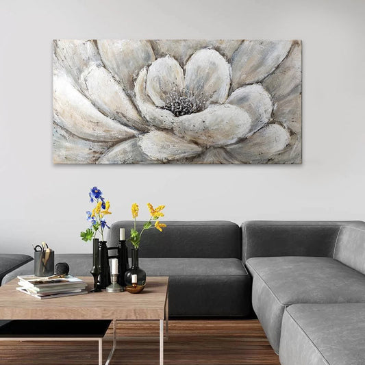 Πίνακας σε καμβά "Silver Flowers" Megapap ψηφιακής εκτύπωσης 140x70x3εκ. - Hippiehome.gr