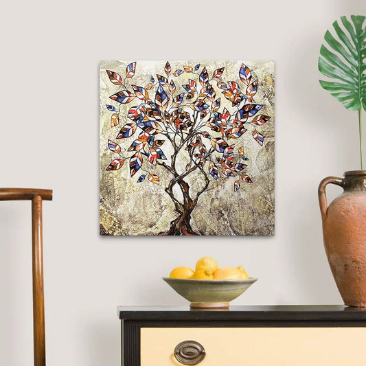 Πίνακας σε καμβά "Tree And Leaves" Megapap ψηφιακής εκτύπωσης 50x50x3εκ. - Hippiehome.gr