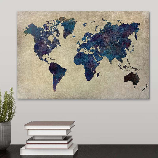 Πίνακας σε καμβά "World Map" Megapap ψηφιακής εκτύπωσης 75x50x3εκ. - Hippiehome.gr