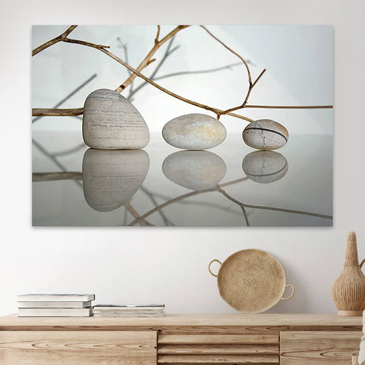Πίνακας σε καμβά "Stones and Branches" Megapap ψηφιακής εκτύπωσης 90x60x3εκ. - Hippiehome.gr