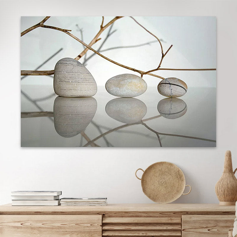 Πίνακας σε καμβά "Stones and Branches" Megapap ψηφιακής εκτύπωσης 90x60x3εκ. - Hippiehome.gr