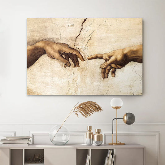 Πίνακας σε καμβά "The Creation of Adam" Megapap ψηφιακής εκτύπωσης 100x70x3εκ. - Hippiehome.gr