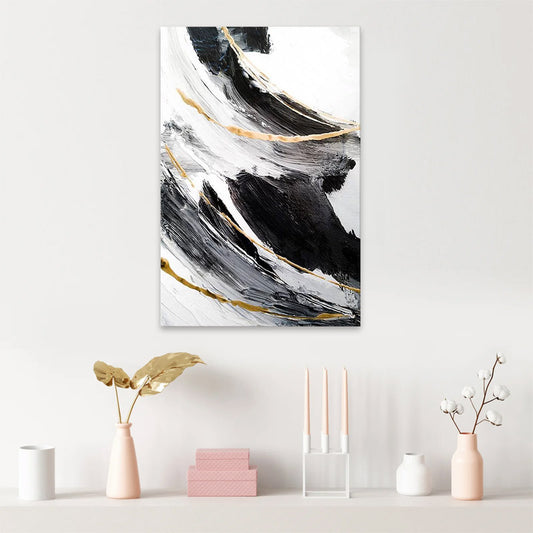 Πίνακας σε καμβά "Golden And Silver Reflections" Megapap ψηφιακής εκτύπωσης 50x75x3εκ. - Hippiehome.gr