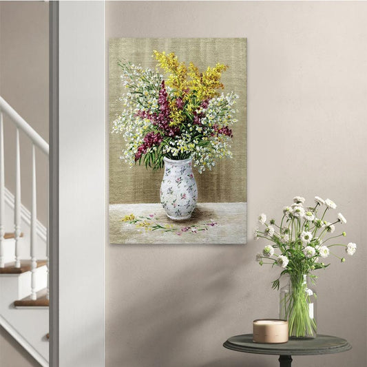 Πίνακας σε καμβά "Flowers in Vase" Megapap ψηφιακής εκτύπωσης 60x90x3εκ. - Hippiehome.gr