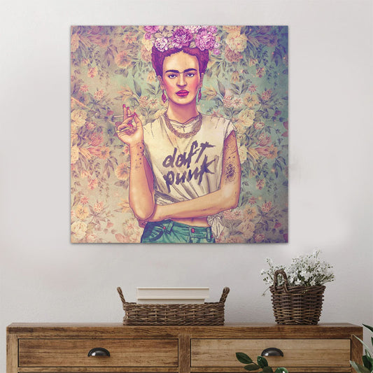 Πίνακας σε καμβά "Frida Punk" Megapap ψηφιακής εκτύπωσης 60x60x3εκ. - Hippiehome.gr