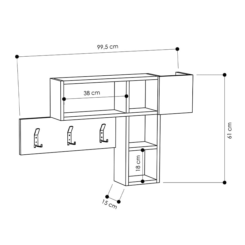 Κρεμάστρα τοίχου Game Megapap από μελαμίνη χρώμα φυσικό οξιάς - λευκό 99,5x15x61εκ. - Hippiehome.gr