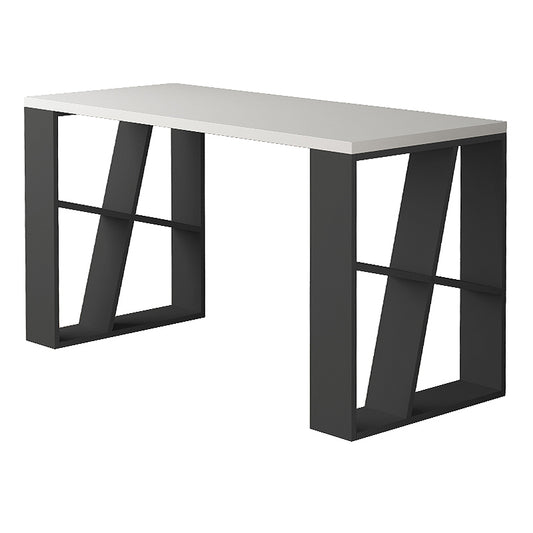 Γραφείο εργασίας Honey Megapap από μελαμίνη χρώμα λευκό - ανθρακί 137x60x75εκ - Hippiehome.gr