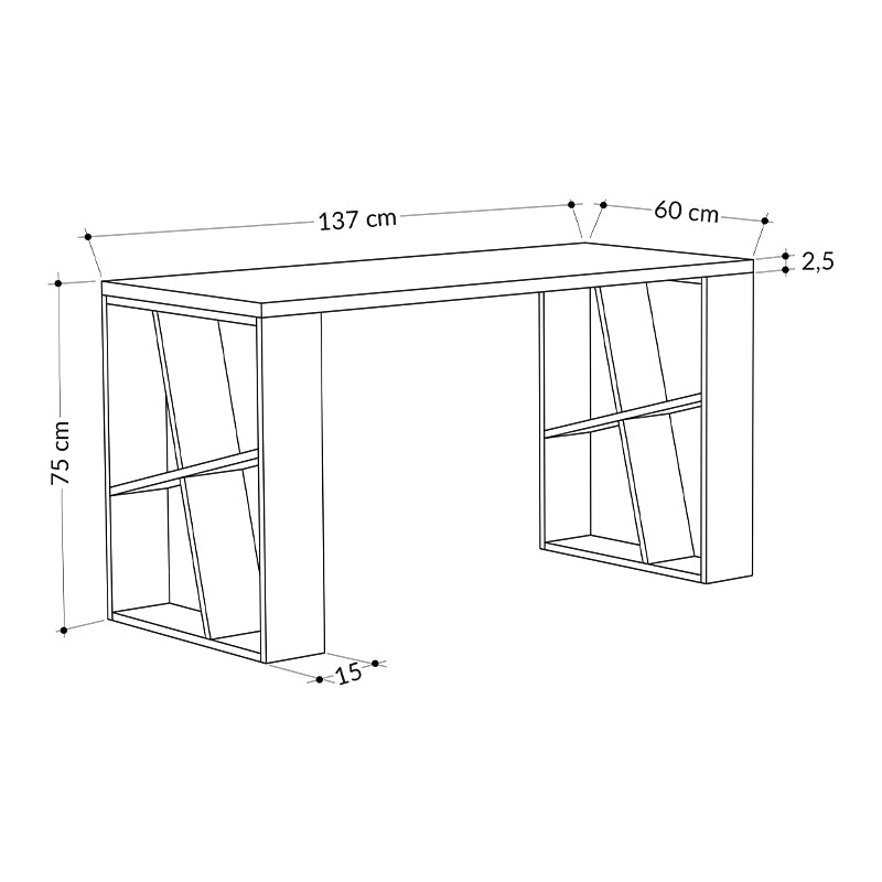 Γραφείο εργασίας Honey Megapap από μελαμίνη χρώμα λευκό - φυσικό οξιάς 137x60x75εκ - Hippiehome.gr