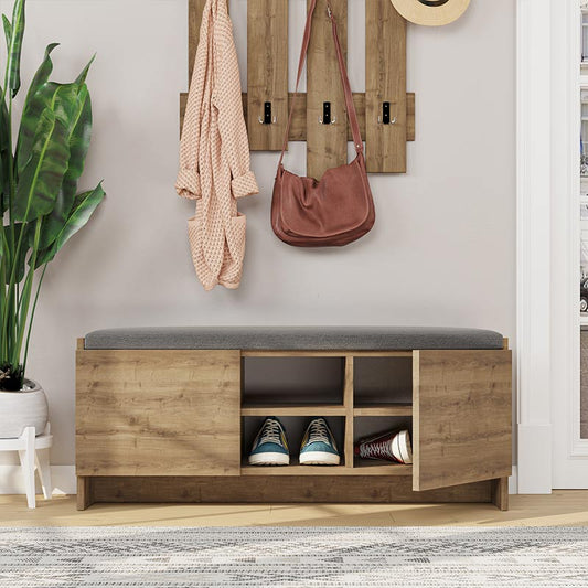 Παπουτσοθήκη Zulla Megapap από μελαμίνη χρώμα ανοιχτό καφέ 110x37x43εκ. - Hippiehome.gr