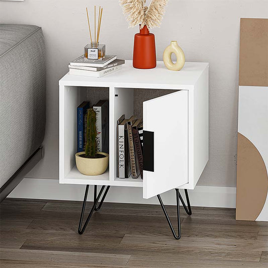 Κομοδίνο μελαμίνης Glynn Megapap χρώμα λευκό 50,2x44,6x58εκ. - Hippiehome.gr