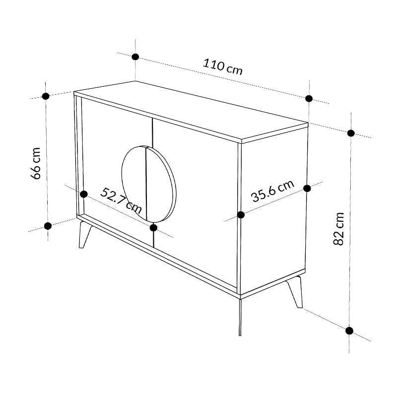 Μπουφές μελαμίνης Gora Megapap χρώμα ανοιχτό καφέ 110x35,6x82εκ. - Hippiehome.gr