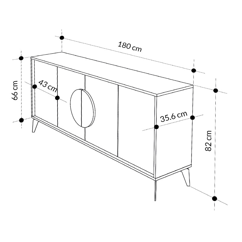 Μπουφές μελαμίνης Gora Megapap χρώμα φυσικό οξιάς - λευκό εφέ μαρμάρου 180x35,6x82εκ. - Hippiehome.gr