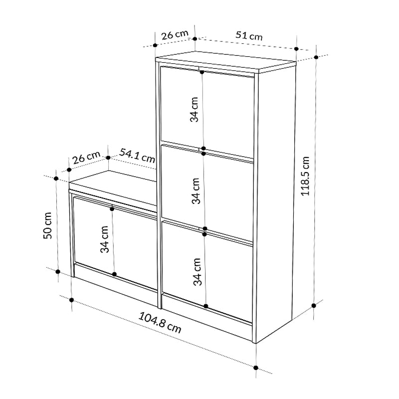 Παπουτσοθήκη μελαμίνης Dude Megapap χρώμα λευκό 104,8x26x118,5εκ. - Hippiehome.gr