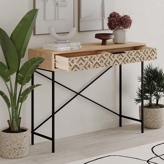 Κονσόλα Giovanni Megapap μεταλλική - μελαμίνης χρώμα sapphire oak 110x35,6x90εκ. - Hippiehome.gr