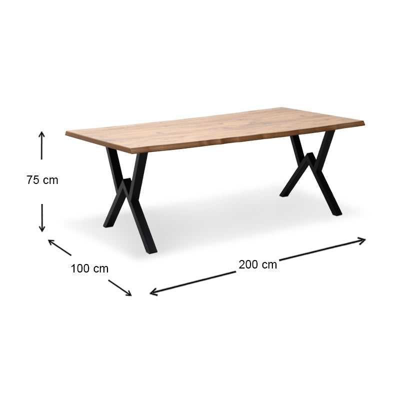 Τραπέζι Walter Megapap Mdf - μεταλλικό χρώμα ακακίας 200x100x75εκ. - Hippiehome.gr