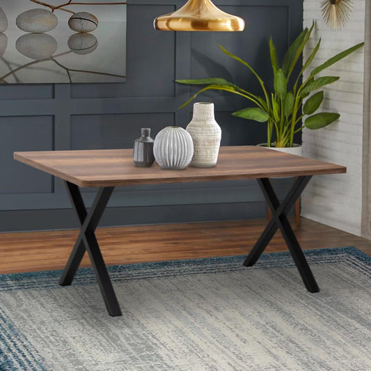 Τραπέζι Jeremy Megapap Mdf - μεταλλικό χρώμα καρυδί 140x80x75εκ. - Hippiehome.gr