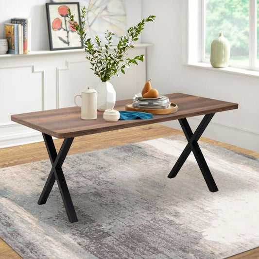 Τραπέζι Jeremy Megapap Mdf - μεταλλικό χρώμα καρυδί 160x80x75εκ. - Hippiehome.gr