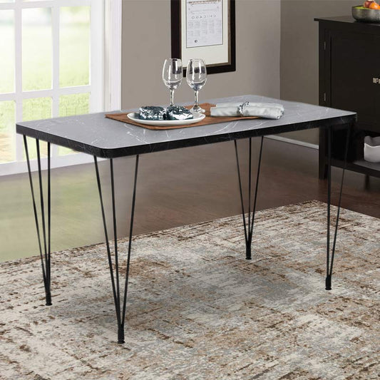 Τραπέζι Roger Megapap Mdf - μεταλλικό χρώμα μαύρο εφέ μαρμάρου 120x70x75εκ. - Hippiehome.gr