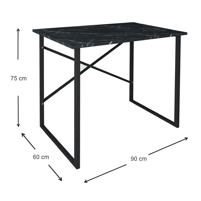 Γραφείο εργασίας Rilke Megapap μεταλλικό - μελαμίνης χρώμα μαύρο εφέ μαρμάρου 90x60x75εκ. - Hippiehome.gr