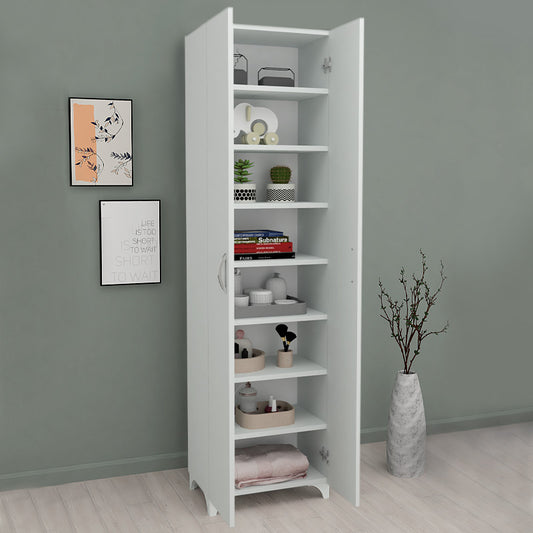 Ντουλάπα - Παπουτσοθήκη μελαμίνης Lilly Megapap χρώμα λευκό 49x32x178εκ. - Hippiehome.gr