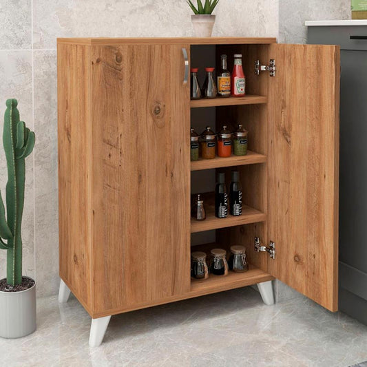 Ντουλάπι κουζίνας/μπάνιου - Παπουτσοθήκη μελαμίνης Lilly Megapap χρώμα pine oak 72x32,5x88εκ. - Hippiehome.gr