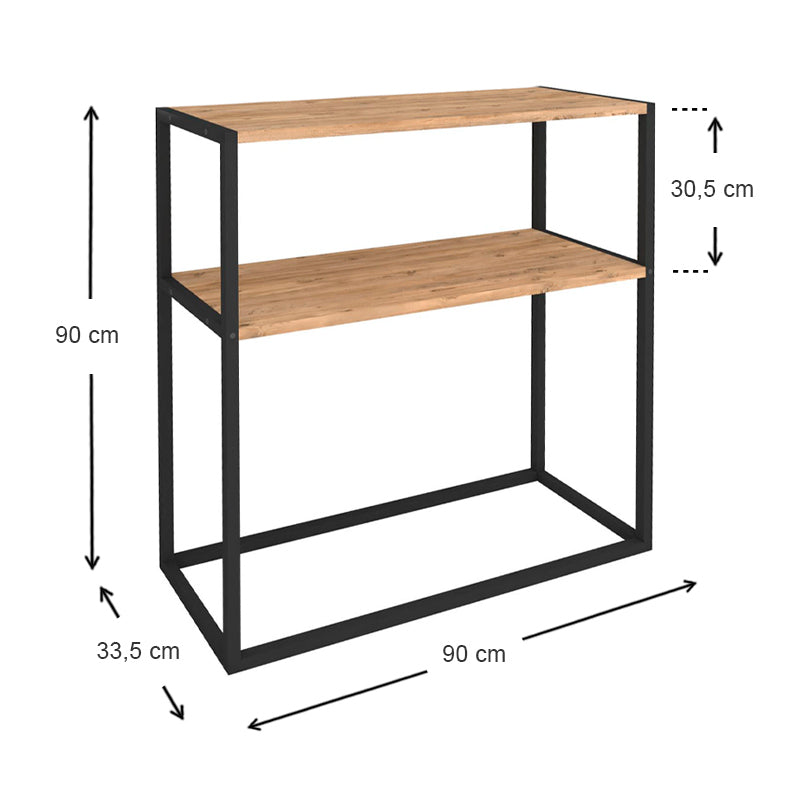 Κονσόλα Castel Megapap μεταλλική - μελαμίνης χρώμα μαύρο - pine oak 90x33,5x90εκ. - Hippiehome.gr