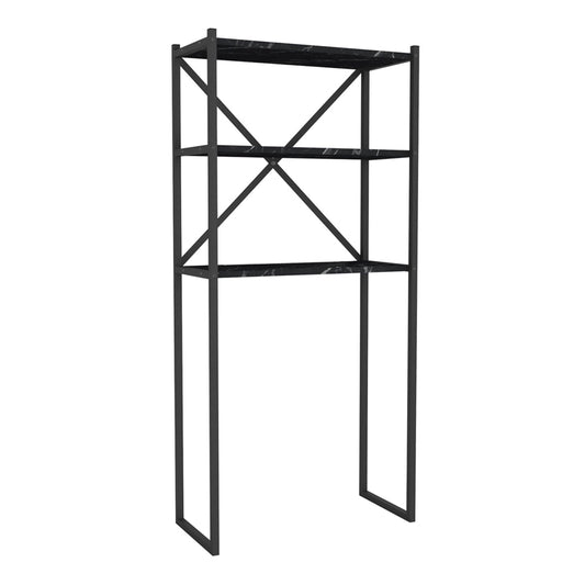 Έπιπλο πλυντηρίου Mindy Megapap μεταλλικό - μελαμίνης χρώμα μαύρο εφέ μαρμάρου 66x34x160εκ. - Hippiehome.gr