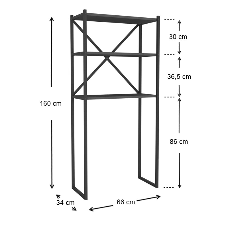 Έπιπλο πλυντηρίου Mindy Megapap μεταλλικό - μελαμίνης χρώμα μαύρο - ανθρακί 66x34x160εκ. - Hippiehome.gr