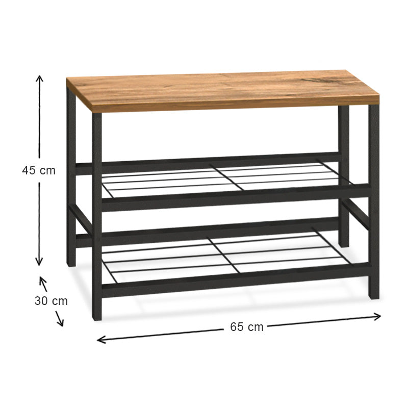 Παπουτσοθήκη Dalia Megapap 6 ζευγών μεταλλική - μελαμίνης χρώμα μαύρο - pine oak 65x30x45εκ. - Hippiehome.gr