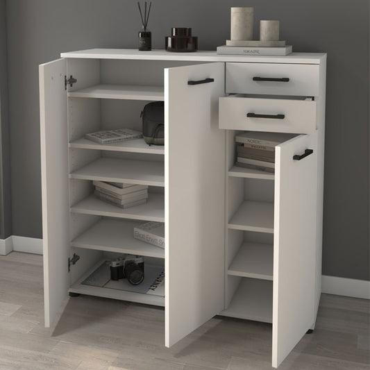 Παπουτσοθήκη - ντουλάπι Polly Megapap από μελαμίνη χρώμα λευκό 108x35x108εκ. - Hippiehome.gr