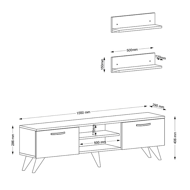 Έπιπλο τηλεόρασης Colin Megapap από μελαμίνη χρώμα καρυδί - μαύρο εφέ μαρμάρου 150x30x40,6εκ. - Hippiehome.gr