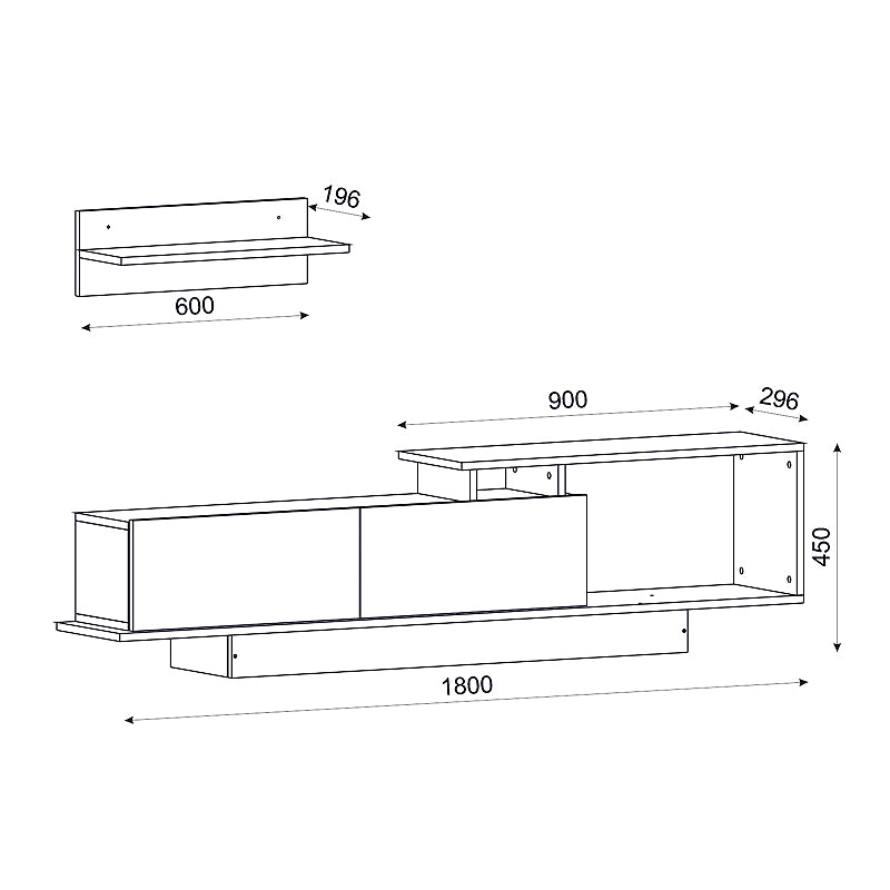 Έπιπλο τηλεόρασης Novara Megapap από μελαμίνη χρώμα λευκό 180x29,6x45εκ. - Hippiehome.gr