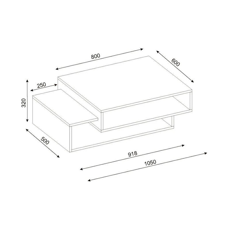 Τραπεζάκι σαλονιού Tab Megapap από μελαμίνη χρώμα λευκό - καρυδί 105x60x32εκ. - Hippiehome.gr