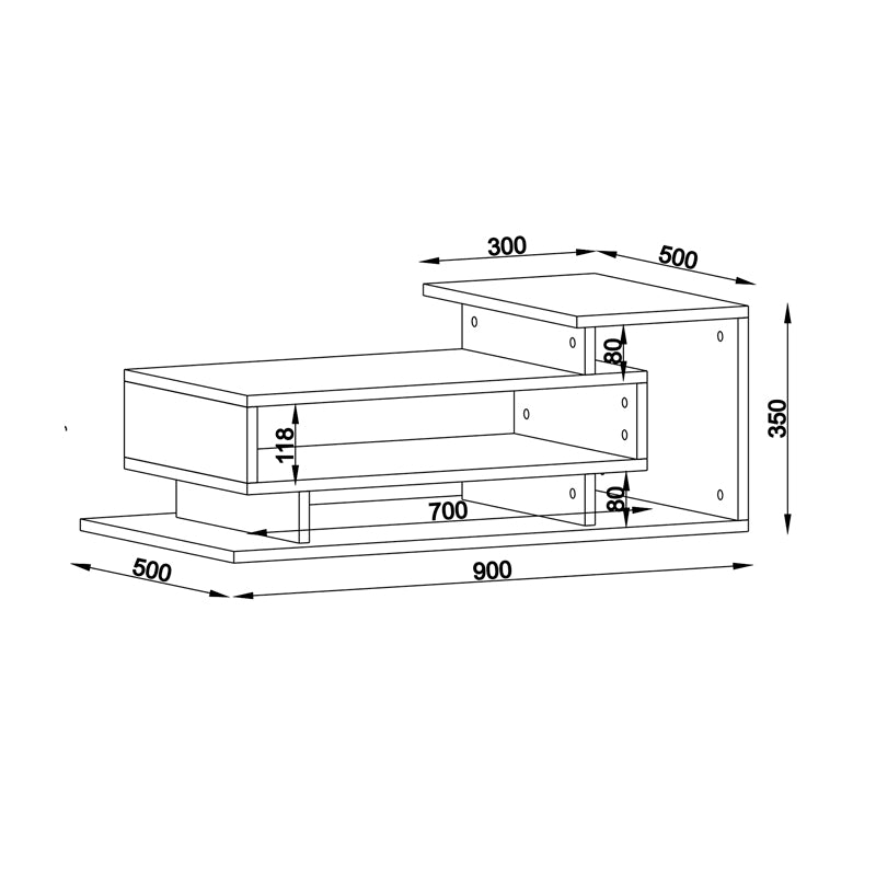 Τραπεζάκι σαλονιού Flynn Megapap από μελαμίνη χρώμα λευκό - καρυδί 90x50x35εκ. - Hippiehome.gr