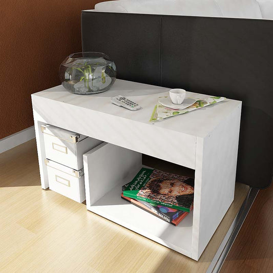 Τραπεζάκι βοηθητικό Rosana Megapap από μελαμίνη χρώμα λευκό 35x29,5x60εκ. - Hippiehome.gr