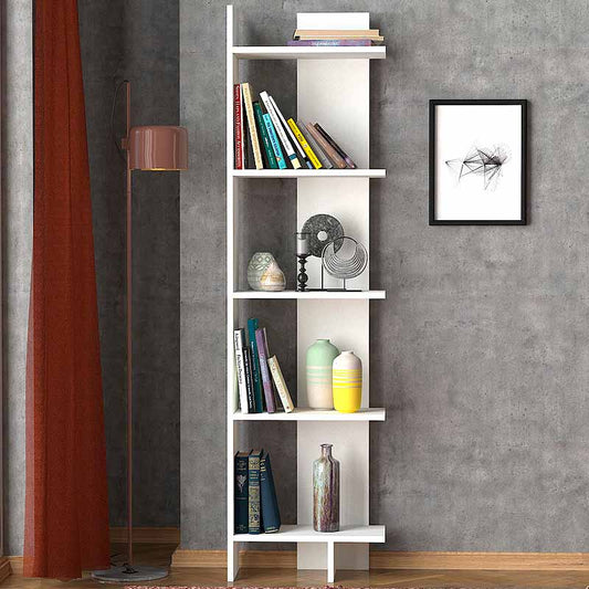 Βιβλιοθήκη μελαμίνης Perla Megapap χρώμα λευκό 48x22x170εκ. - Hippiehome.gr