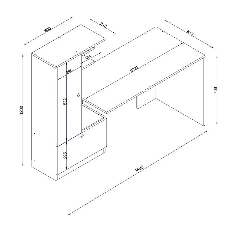 Γραφείο εργασίας Domingo Megapap από μελαμίνη χρώμα λευκό - καρυδί 149,5x60x120εκ. - Hippiehome.gr