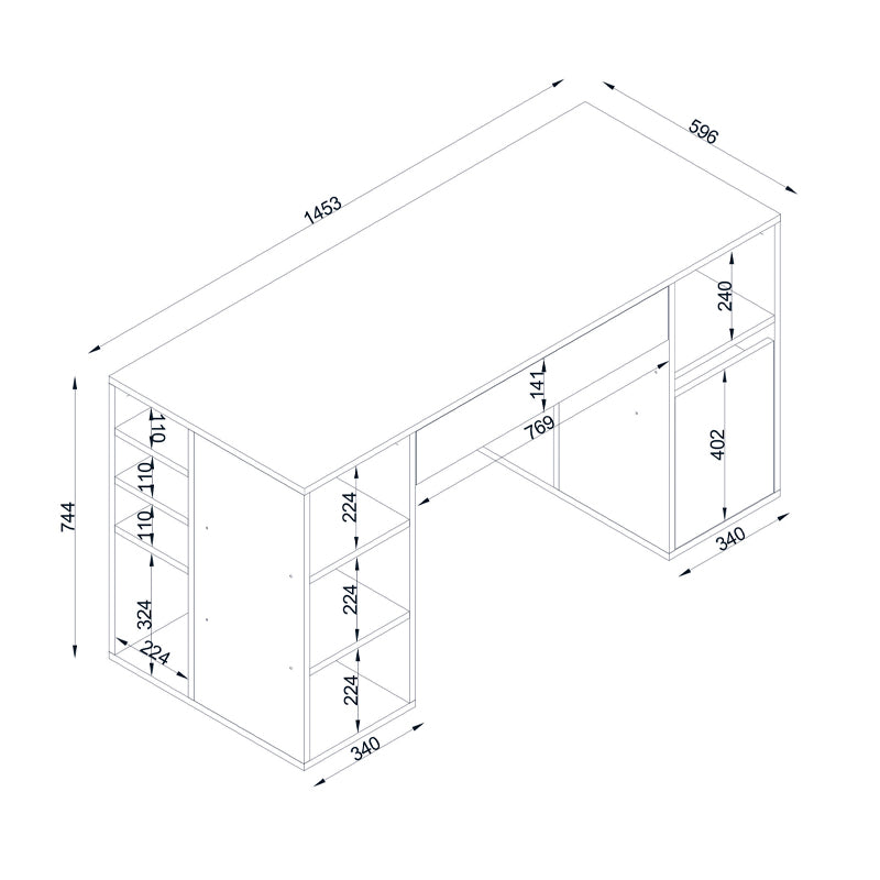 Γραφείο εργασίας Pontus Megapap από μελαμίνη χρώμα λευκό 145x60x74,4εκ. - Hippiehome.gr