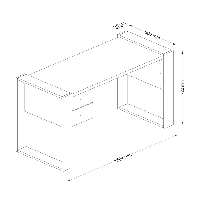 Γραφείο εργασίας Fernando Megapap από μελαμίνη χρώμα λευκό 158,4x60x72,2εκ. - Hippiehome.gr