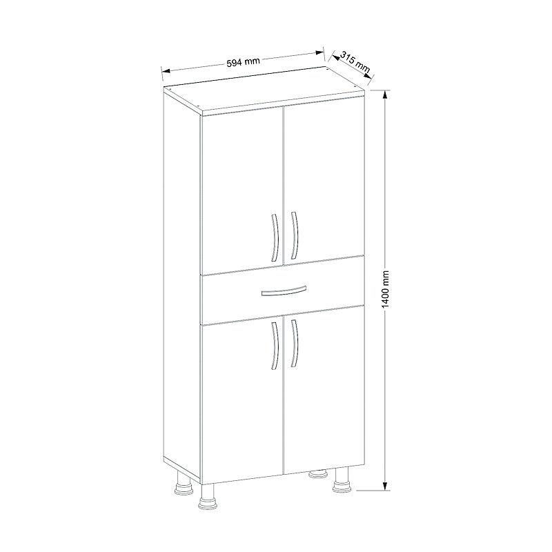 Ντουλάπι κουζίνας - μπάνιου Montana Megapap από μελαμίνη χρώμα λευκό 59,4x31,5x140εκ. - Hippiehome.gr