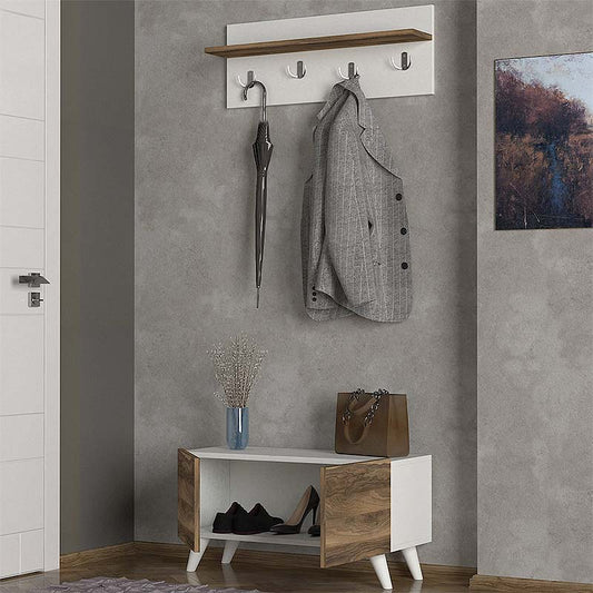 Έπιπλο εισόδου Lores Megapap από μελαμίνη χρώμα λευκό - καρυδί 80x31,3x41,5εκ. - Hippiehome.gr